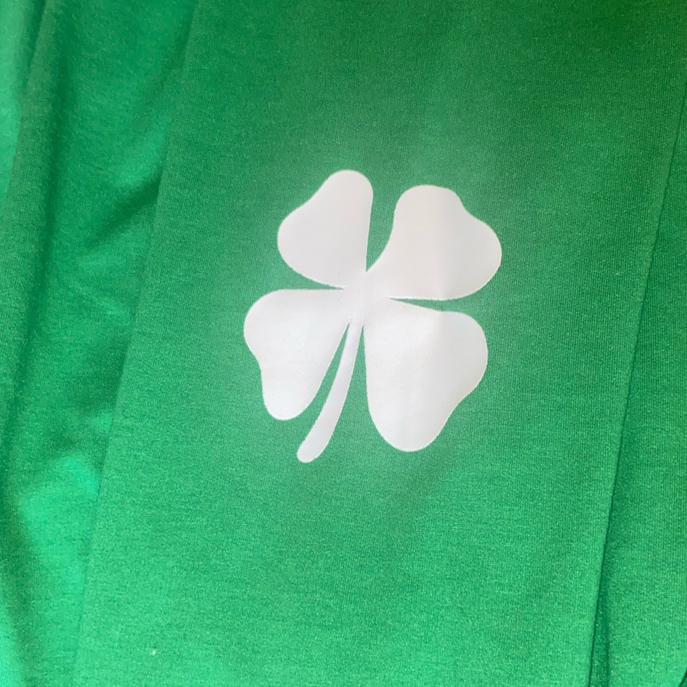 Green Lucky Sweatshirt with Shamrock Design on both arms -M - Picture 4 of 8